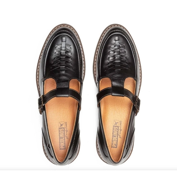 PIKOLINOS Black Leather Buckle Loafers Size 38 - Picture 2 of 9